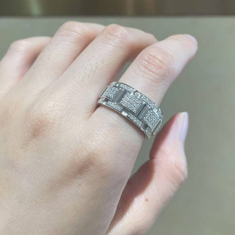豪华款排戒S925银镀白金Men's Ring定制选款副石Moissanite1.1ct